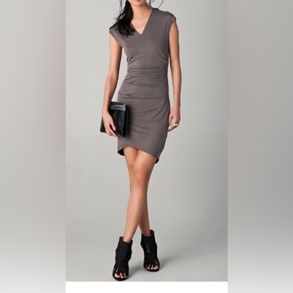 Helmut Lang Dresses & Skirts - Helmut Lang Torrent Side Ruched Dress in Relic (Gray)  Size‎ M